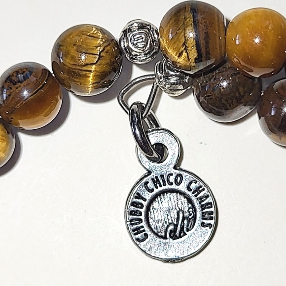 CHUBBY CHICO CHARMS TIGER'S EYE WIRE WRAP BRACELET - Picture 2 of 5
